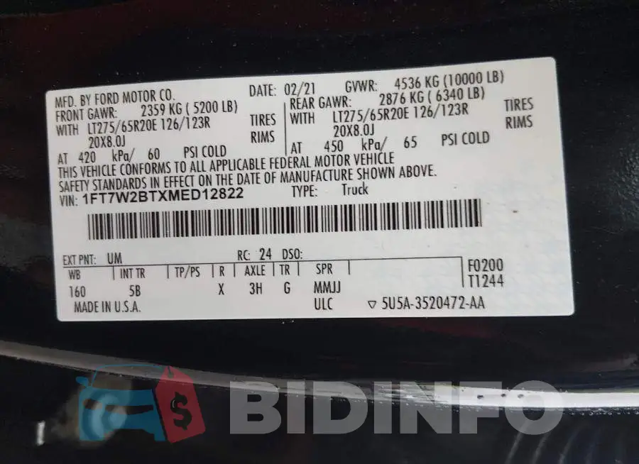 1FT7W2BTXMED12822 Photo# 9