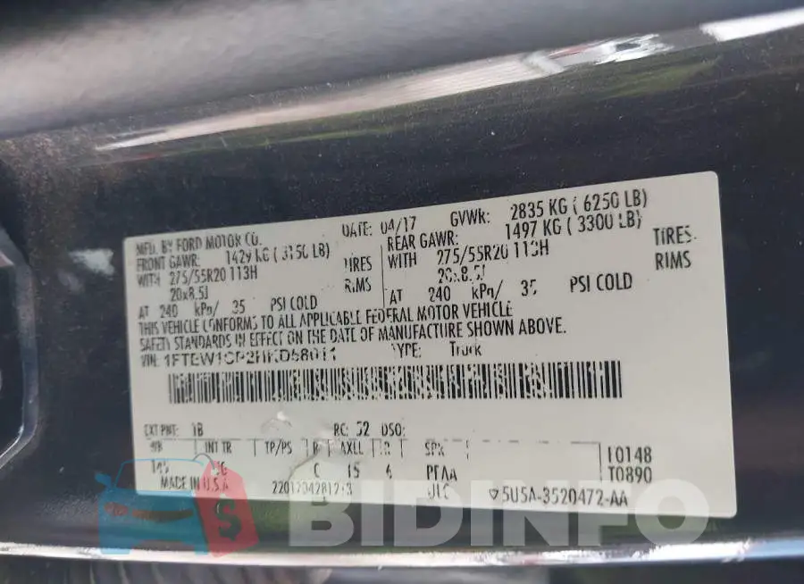 1FTEW1CP2HKD58011 Photo# 9