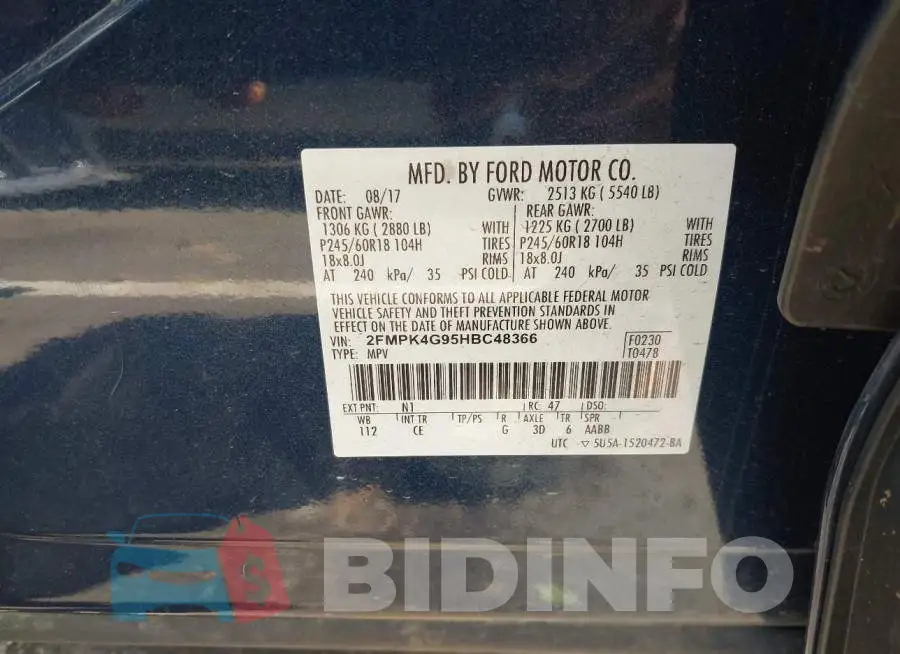 2FMPK4G95HBC48366 Photo# 9