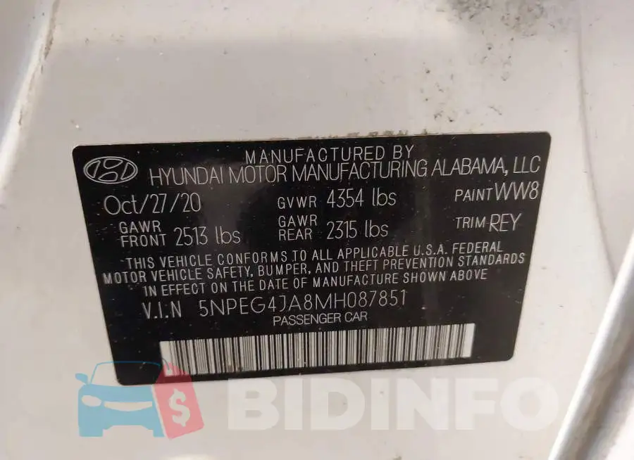 5NPEG4JA8MH087851 Photo# 9