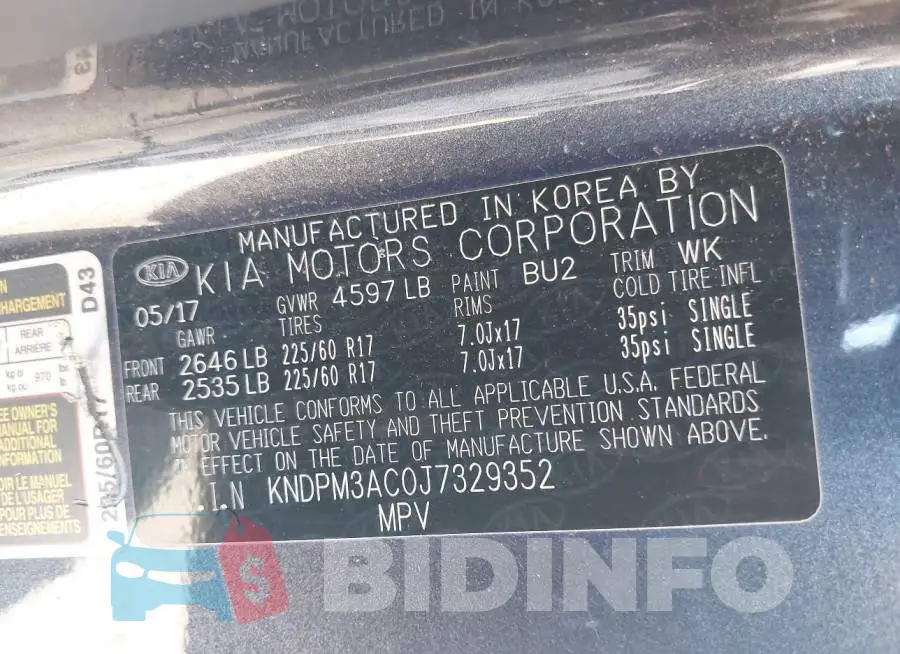 KNDPM3AC0J7329352 Photo# 9