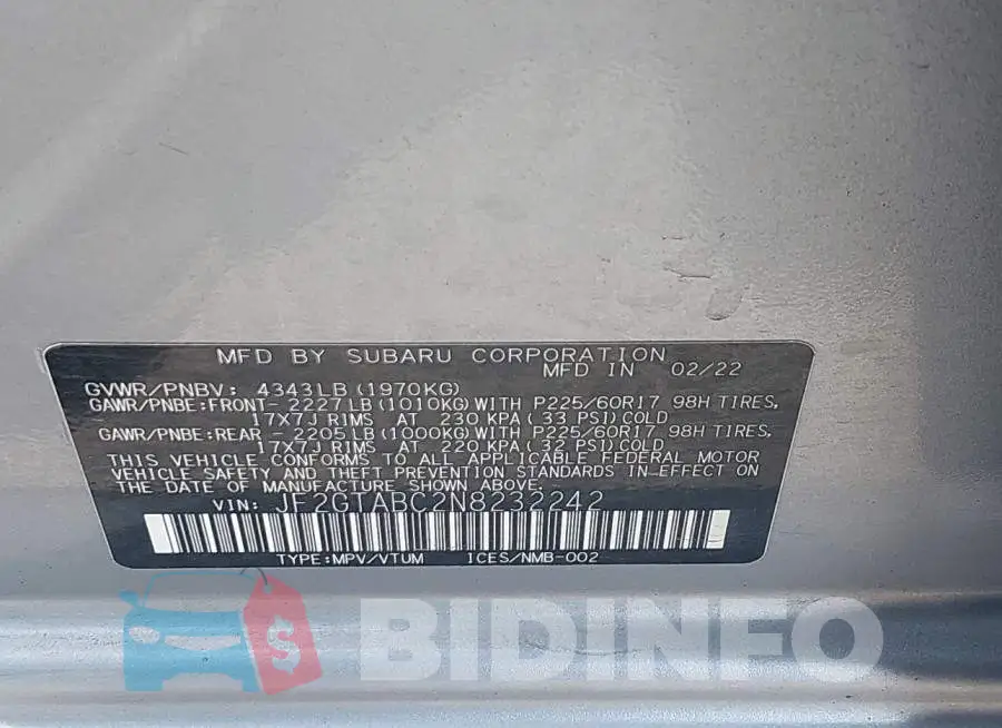 JF2GTABC2N8232242 Photo# 9