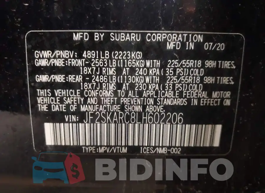 JF2SKARC8LH602206 Photo# 9