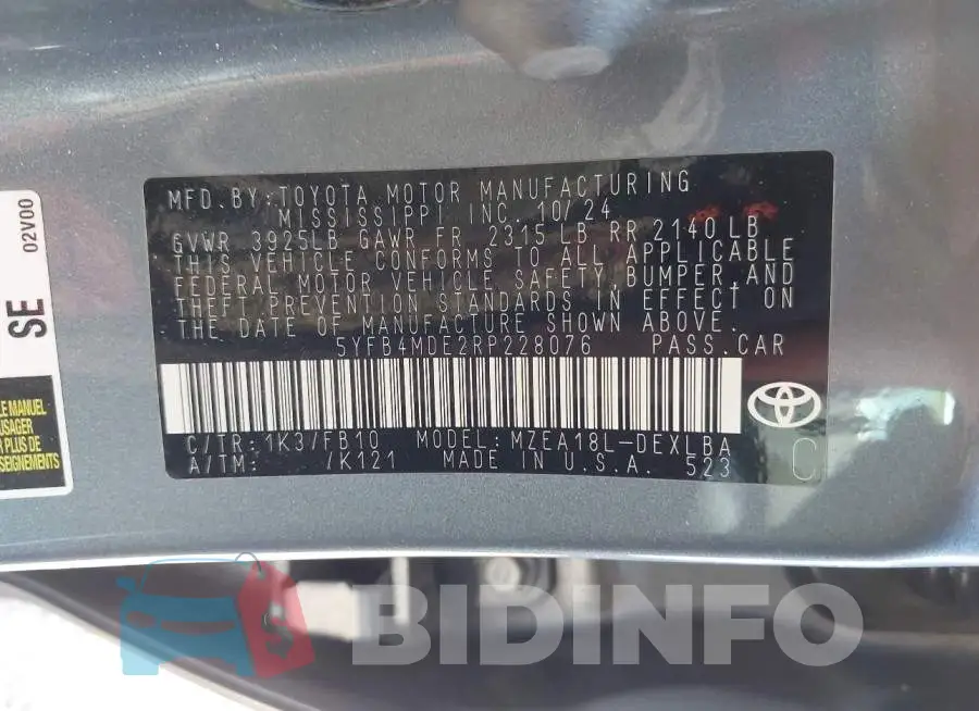 5YFB4MDE2RP228076 Photo# 9