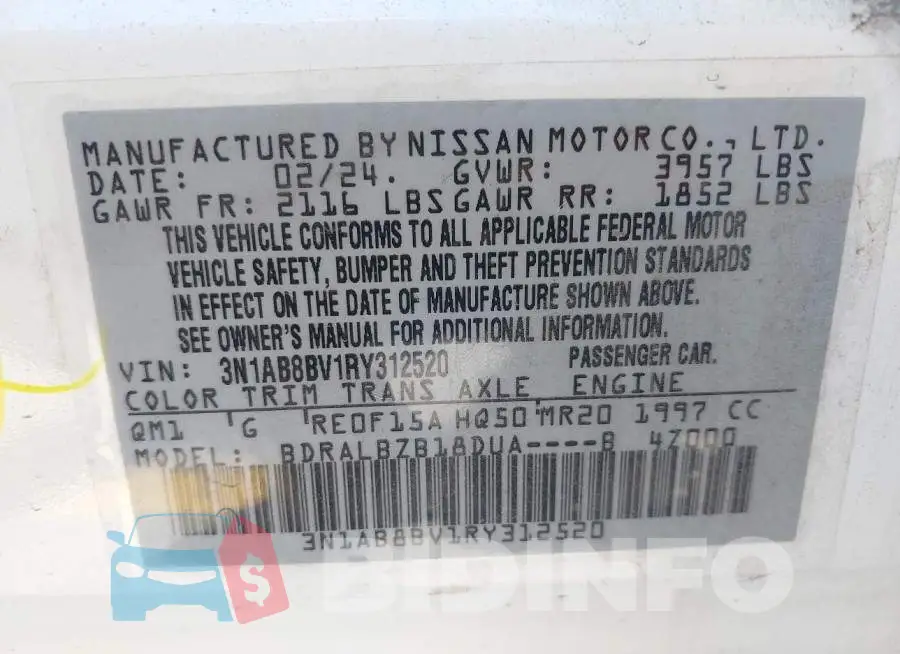 3N1AB8BV1RY312520 Photo# 9