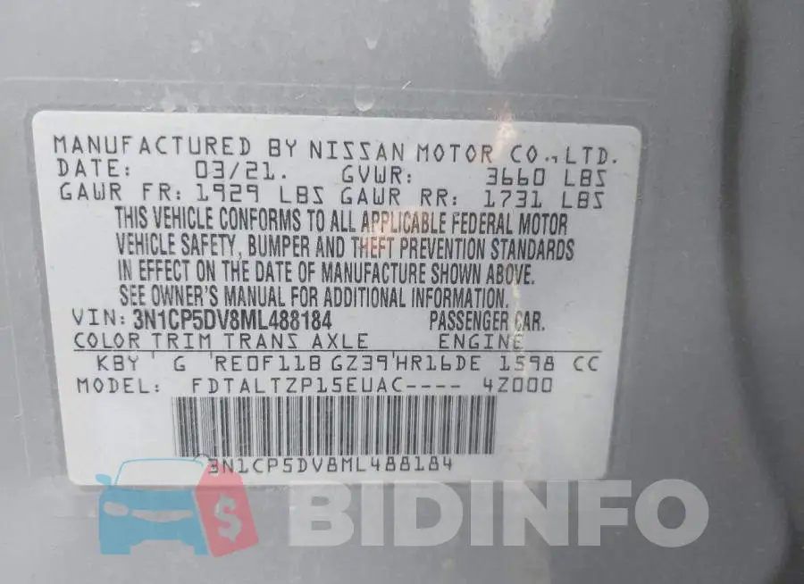 3N1CP5DV8ML488184 Photo# 9