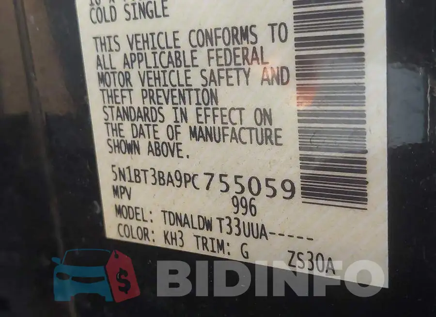 5N1BT3BA9PC755059 Photo# 9
