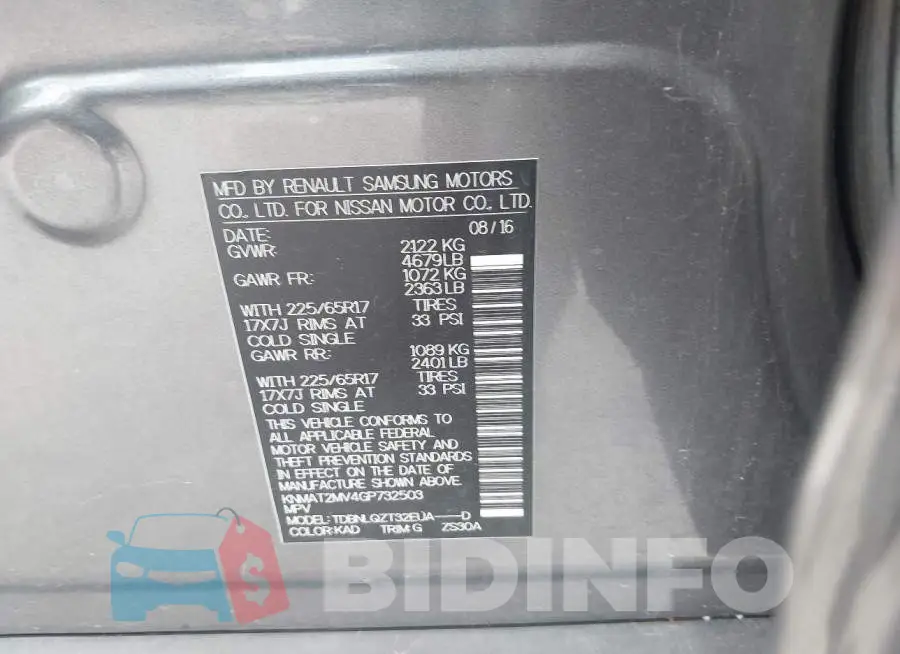 KNMAT2MV4GP732503 Photo# 9