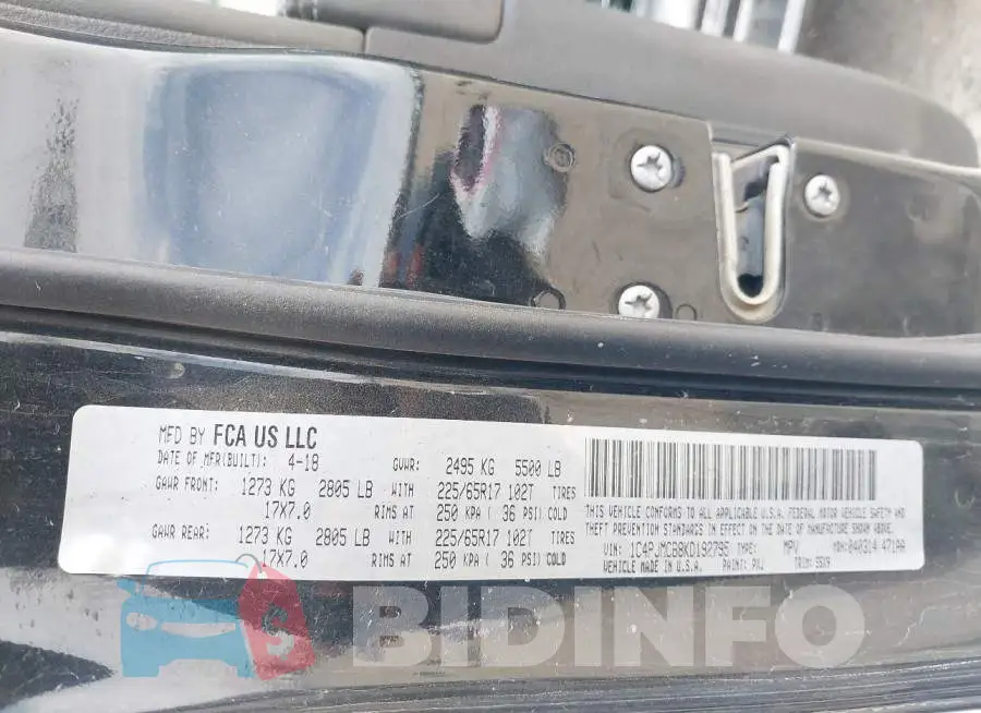 1C4PJMCB8KD192795 Photo# 9