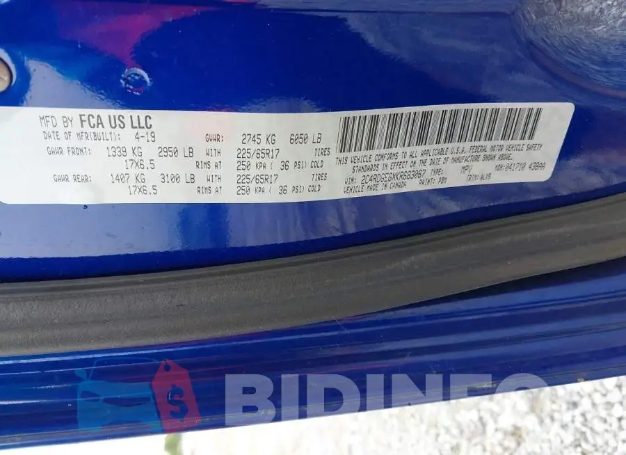 2C4RDGEGXKR683067 Photo# 9