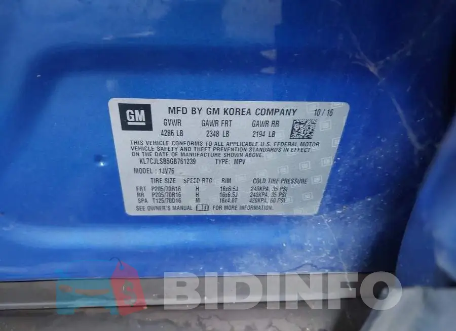 KL7CJLSB5GB761239 Photo# 9