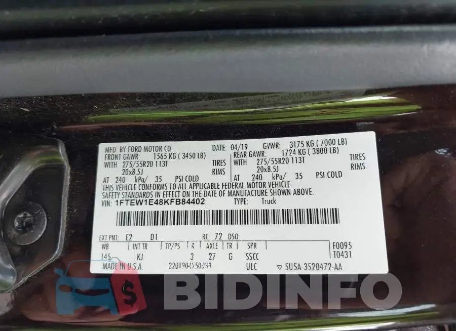 1FTEW1E48KFB84402 Photo# 9