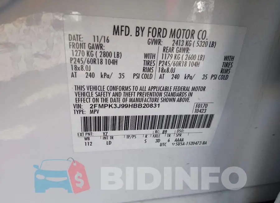 2FMPK3J99HBB20831 Photo# 9