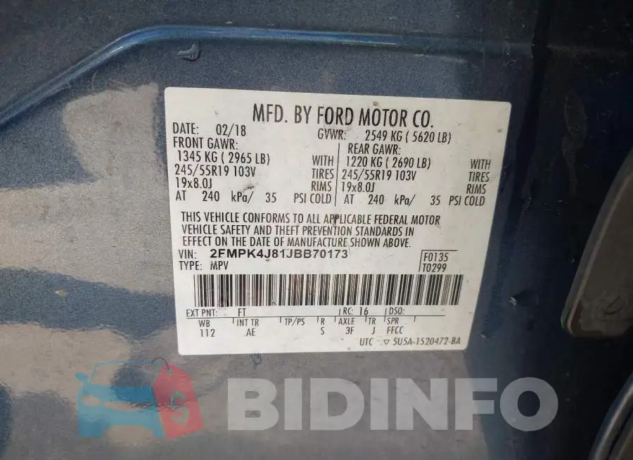 2FMPK4J81JBB70173 Photo# 9