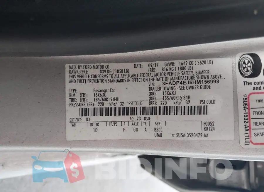 3FADP4EJ6HM156998 Photo# 9