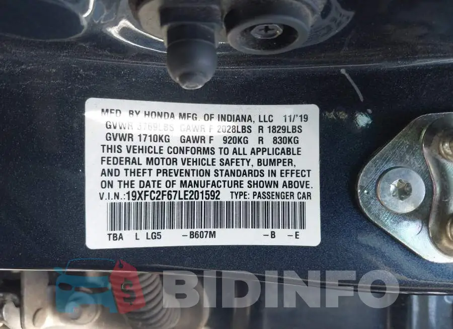 19XFC2F67LE201592 Photo# 9