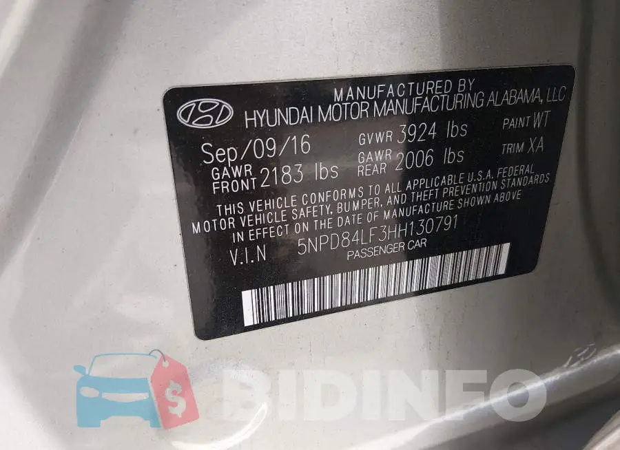 5NPD84LF3HH130791 Photo# 9