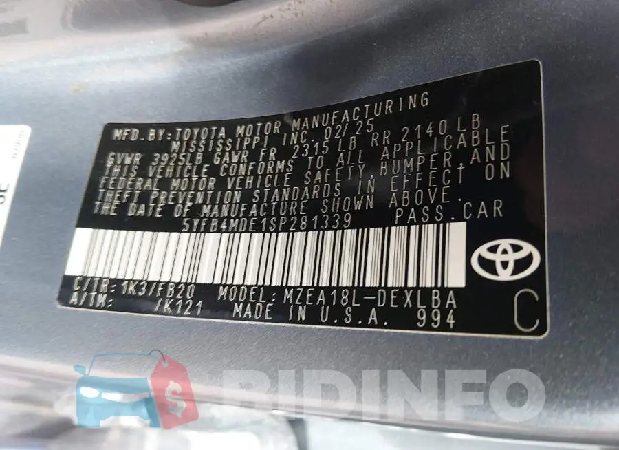 5YFB4MDE1SP281339 Photo# 9