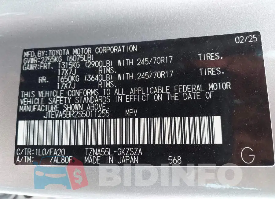 JTEVA5BR2S5011255 Photo# 9