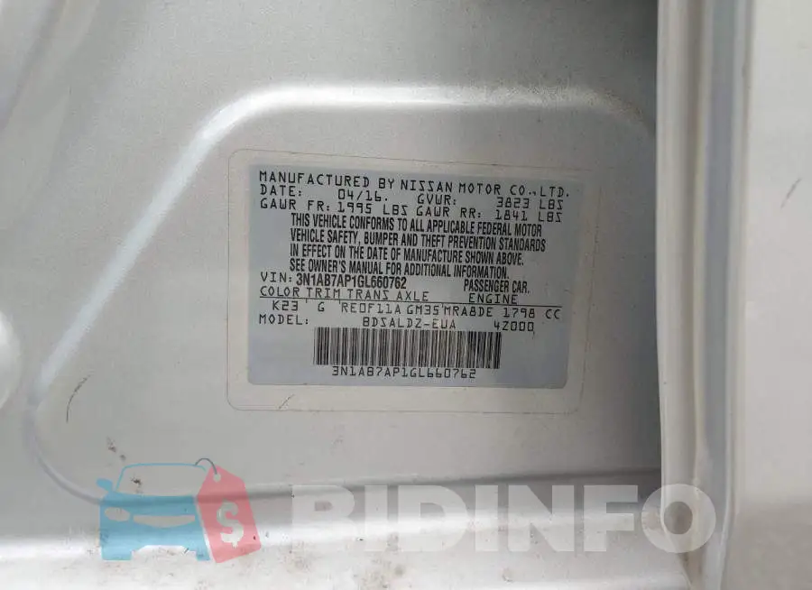 3N1AB7AP1GL660762 Photo# 9