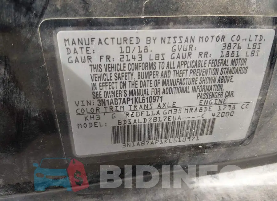 3N1AB7AP1KL610971 Photo# 9