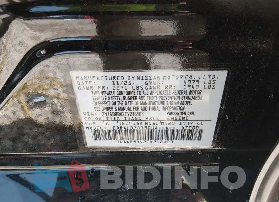3N1AB9BV2TY218403 Photo# 9