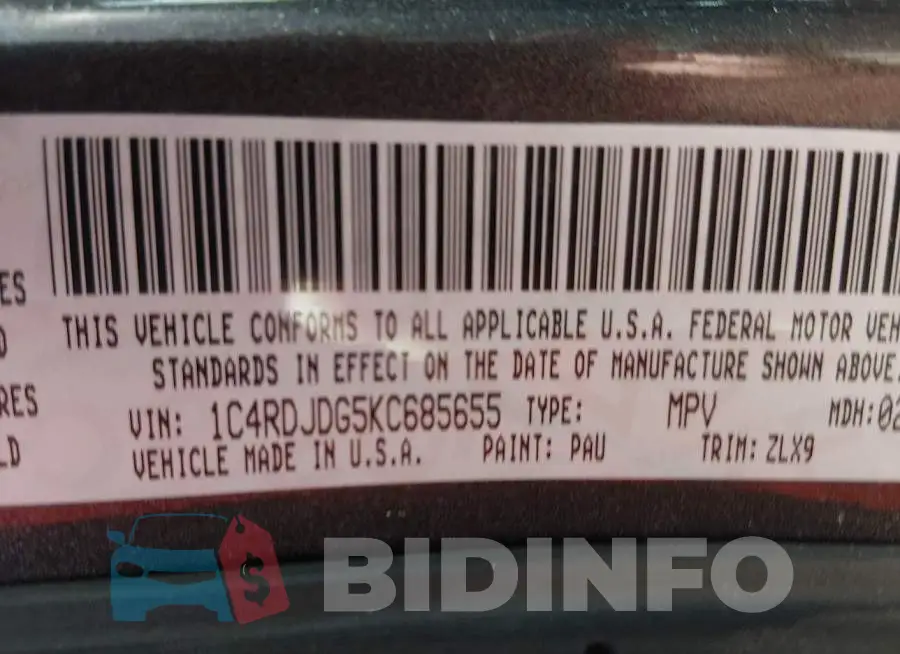 1C4RDJDG5KC685655 Photo# 9