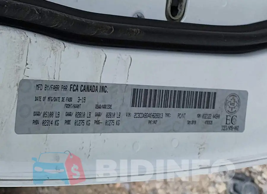 2C3CDXBG4KH628313 Photo# 9