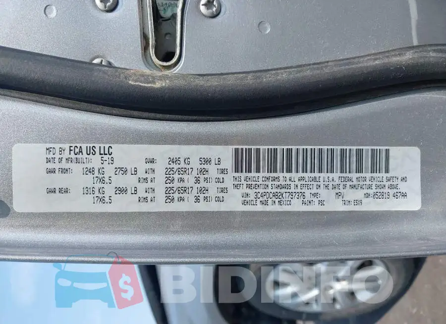 3C4PDCAB2KT797376 Photo# 9