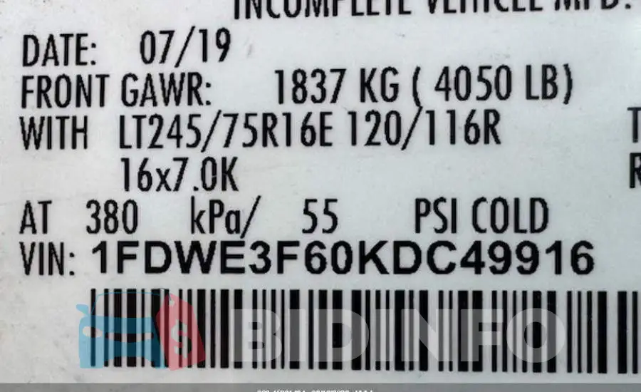 1FDWE3F60KDC49916 Photo# 9