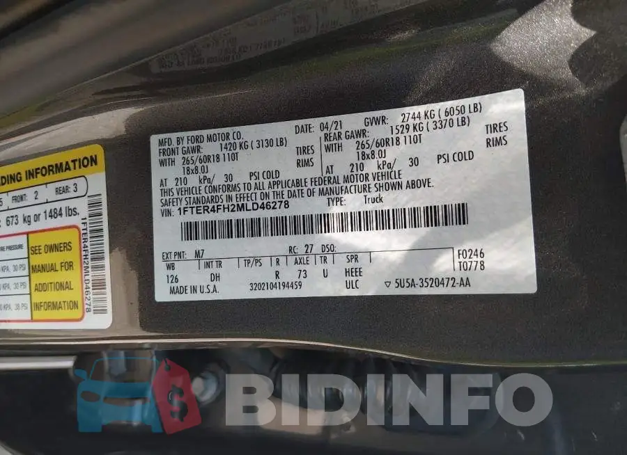 1FTER4FH2MLD46278 Photo# 9