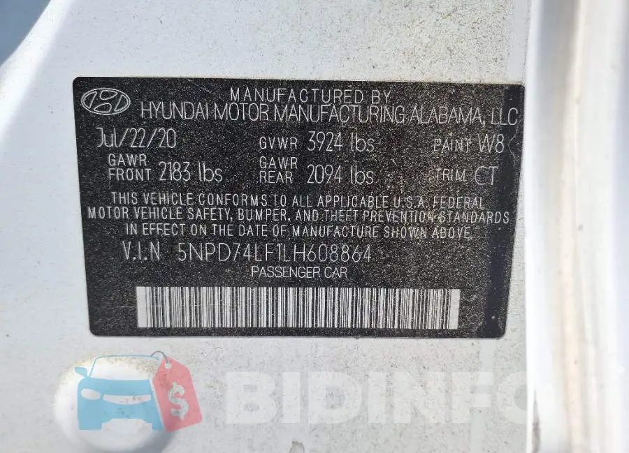 5NPD74LF1LH608864 Photo# 9