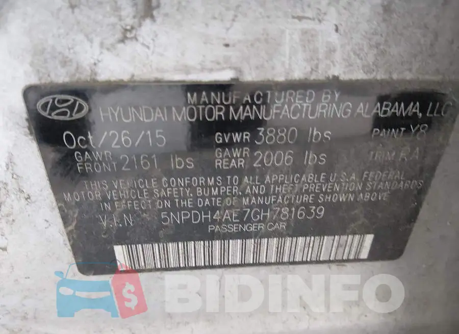 5NPDH4AE7GH781639 Photo# 9