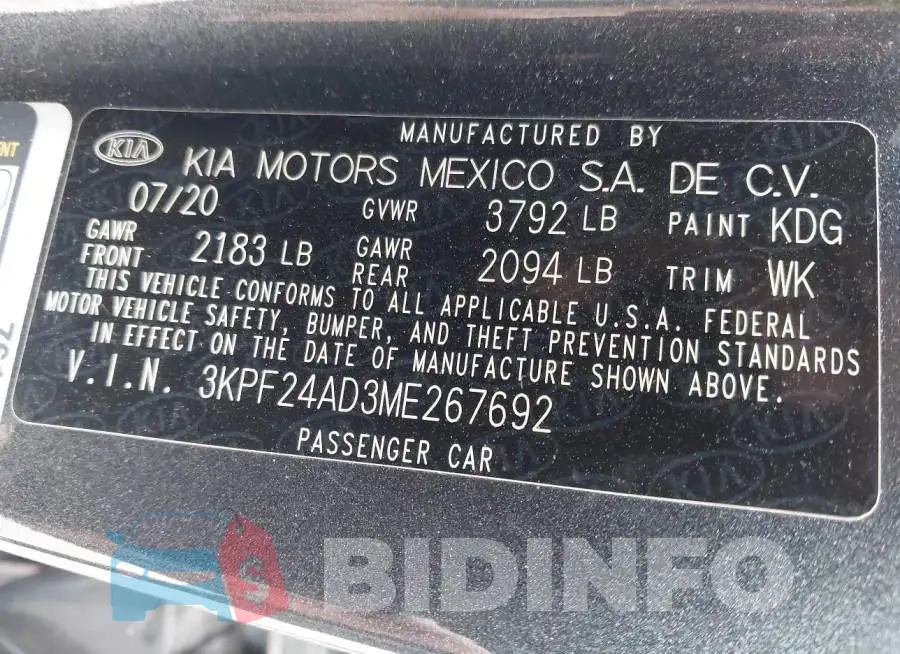 3KPF24AD3ME267692 Photo# 9