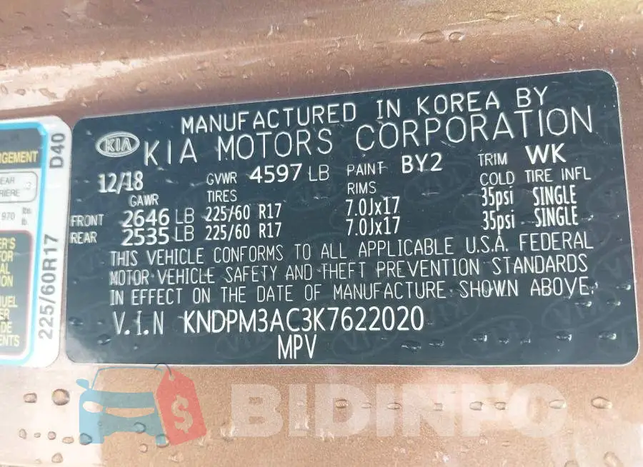 KNDPM3AC3K7622020 Photo# 9
