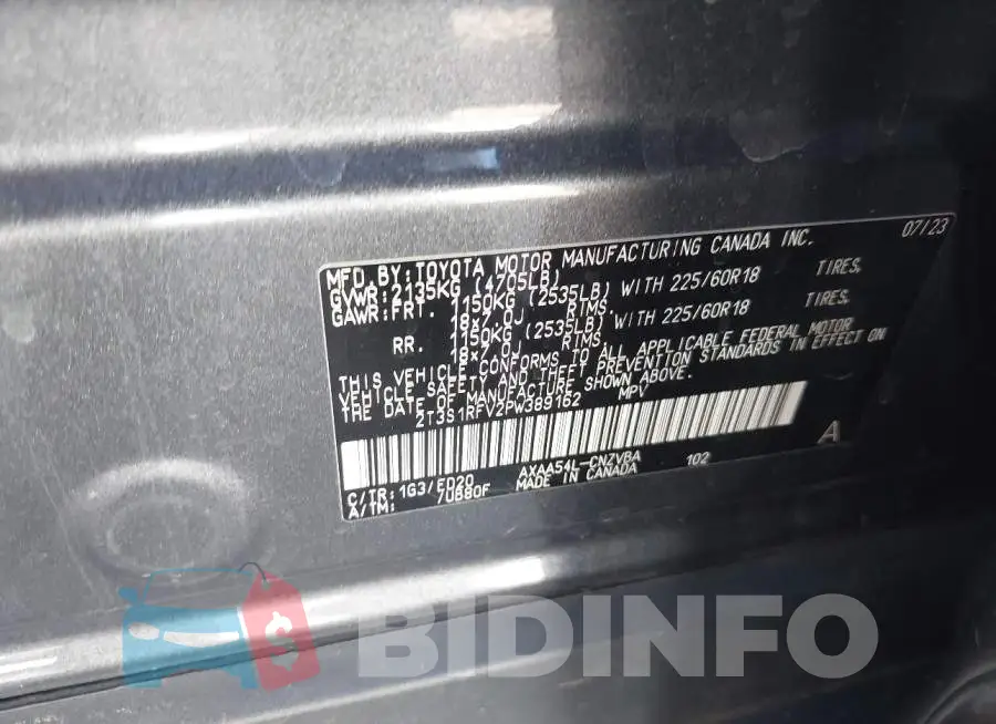 2T3S1RFV2PW389162 Photo# 9