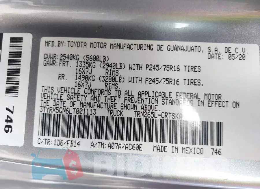 3TYRX5GN6LT001113 Photo# 9