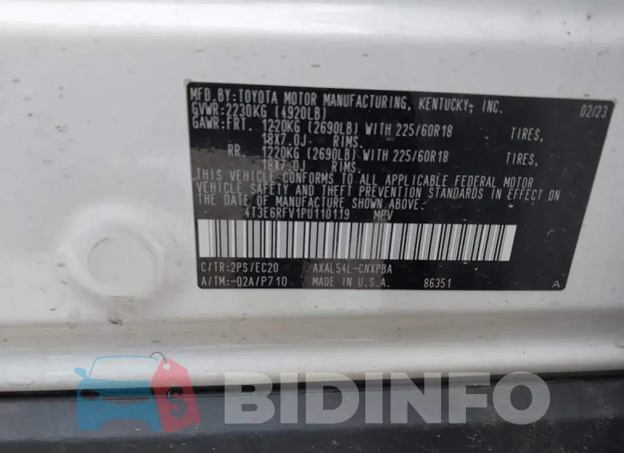 4T3E6RFV1PU110119 Photo# 9