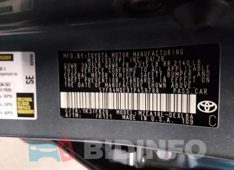 5YFB4MDE9TP459788 Photo# 9
