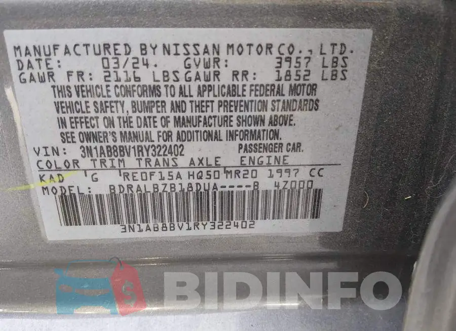 3N1AB8BV1RY322402 Photo# 9