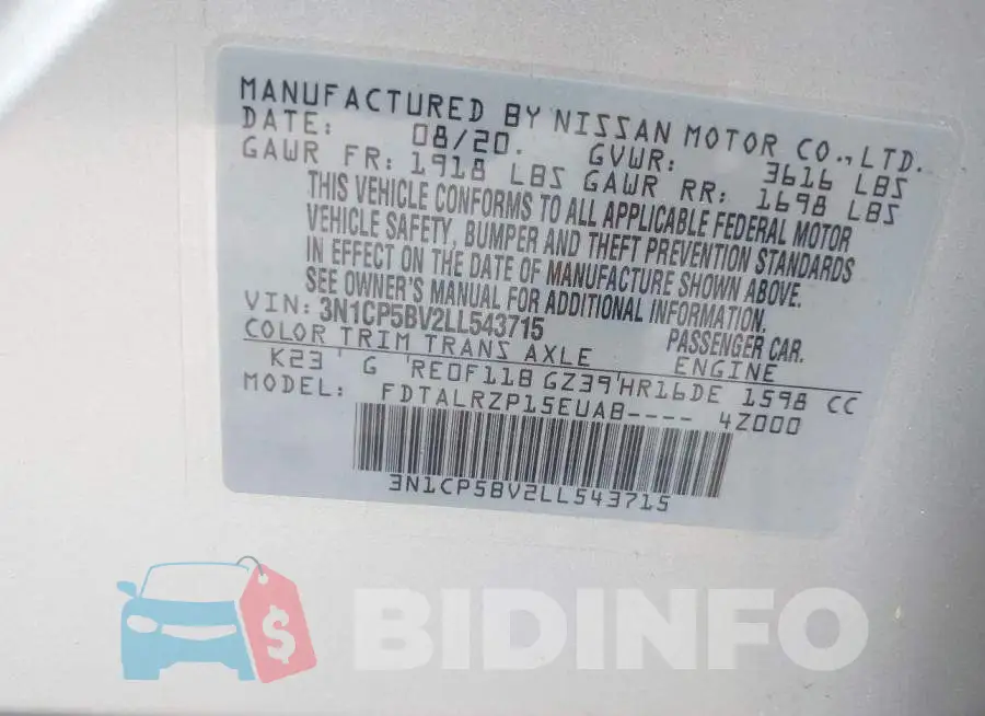 3N1CP5BV2LL543715 Photo# 9