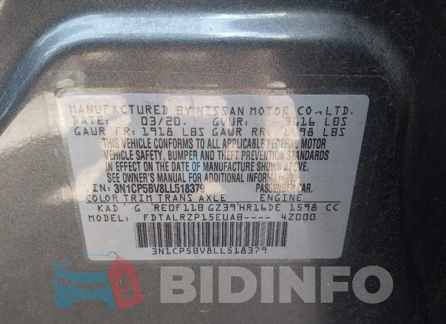 3N1CP5BV8LL518379 Photo# 9