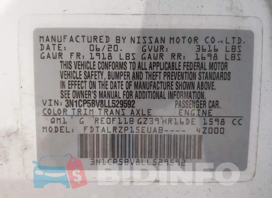 3N1CP5BV8LL529592 Photo# 9