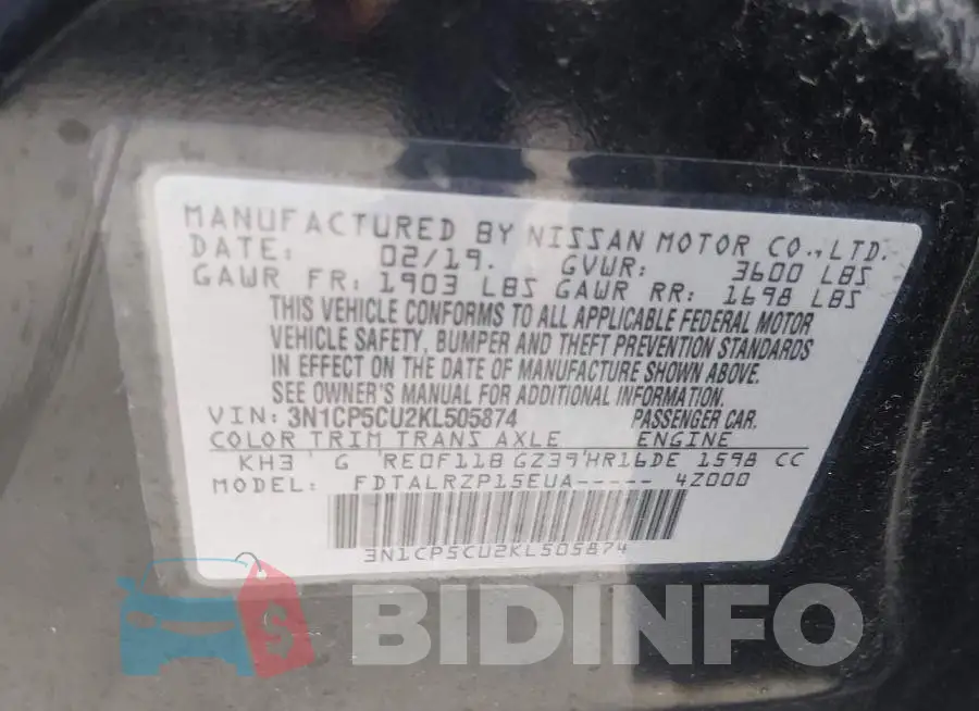 3N1CP5CU2KL505874 Photo# 9