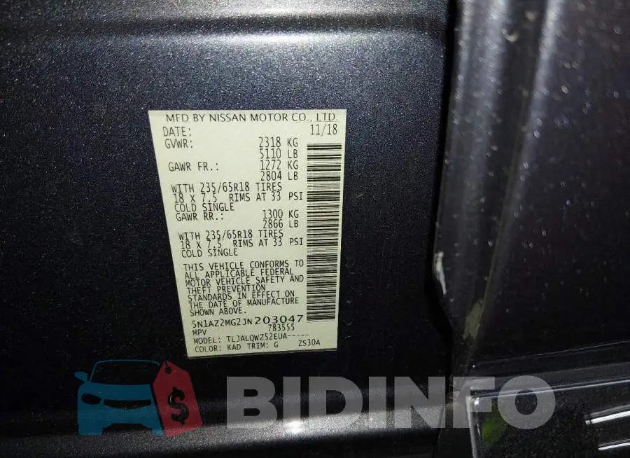 5N1AZ2MG2JN203047 Photo# 9