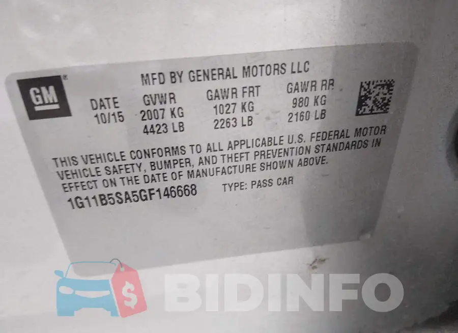 1G11B5SA5GF146668 Photo# 9