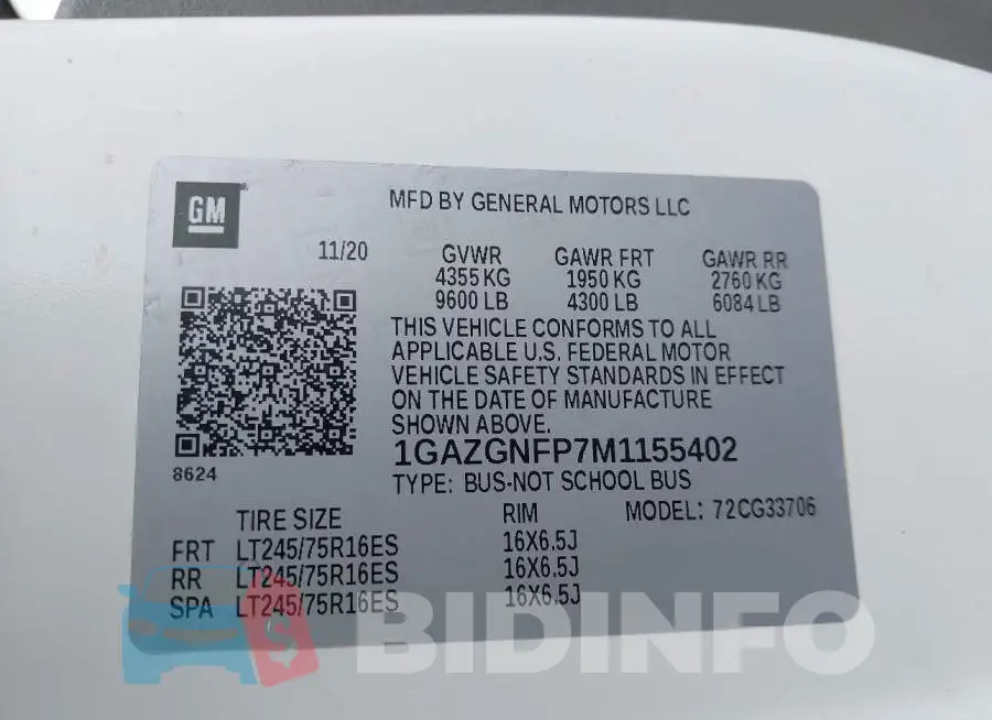 1GAZGNFP7M1155402 Photo# 9