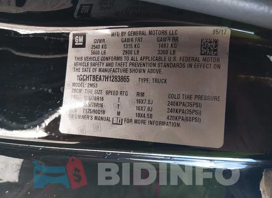 1GCHTBEA7H1283865 Photo# 9
