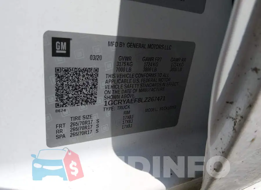 1GCRYAEF8LZ267471 Photo# 9