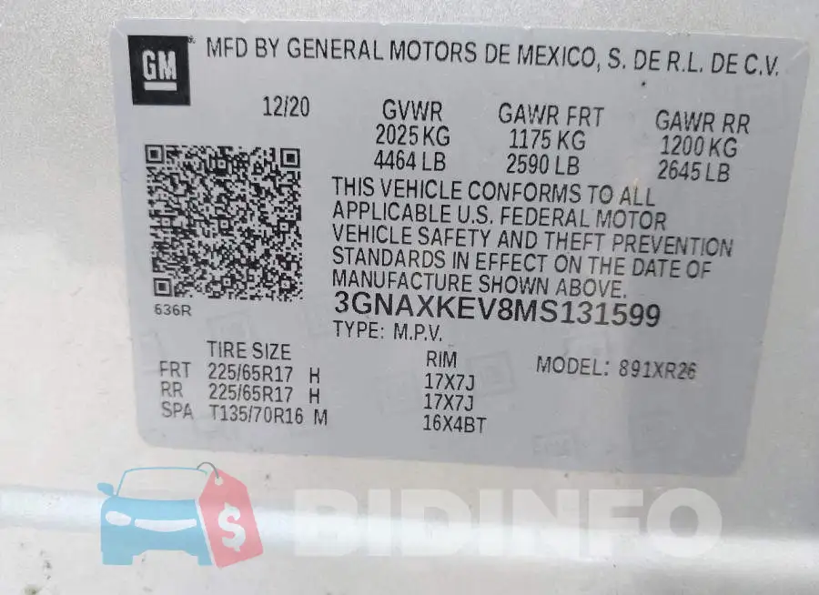 3GNAXKEV8MS131599 Photo# 9
